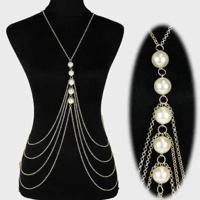 Chic Women body Pearl chain Fashion jewelry - EX-STOCK CANADA