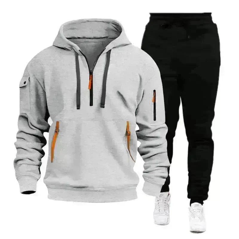 Men's pocket Half Zipper Hoodie Sweatshirt Pullover Sportswear - EX-STOCK CANADA