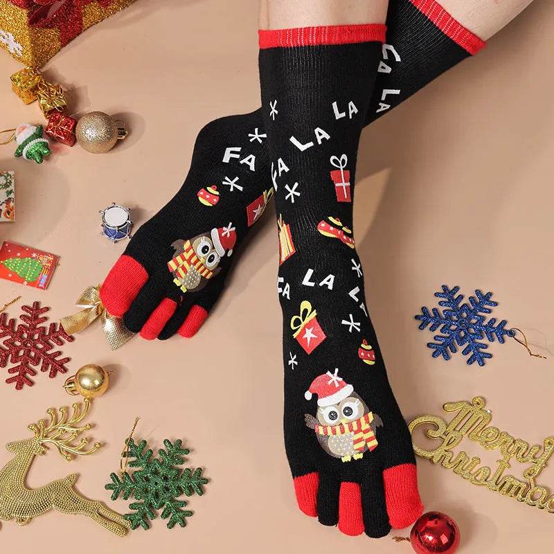 Cute Winter Christmas socks Five-finger Elastic absorbent Split-toe - EX-STOCK Canada