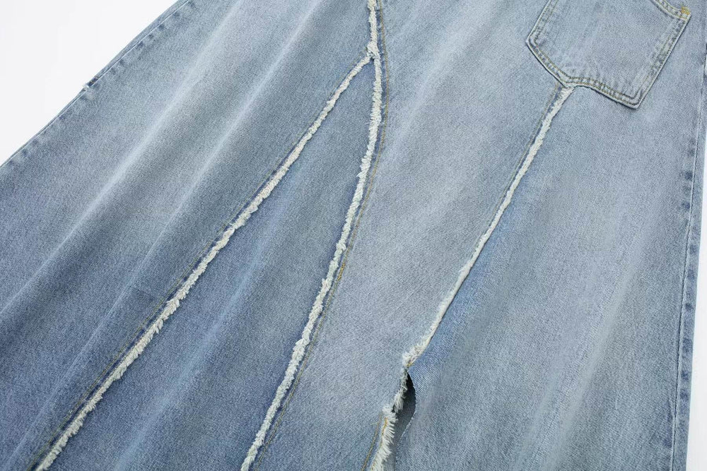 Fashionable Asymmetric High Waist Midi Denim Split Skirt - EX-STOCK Canada