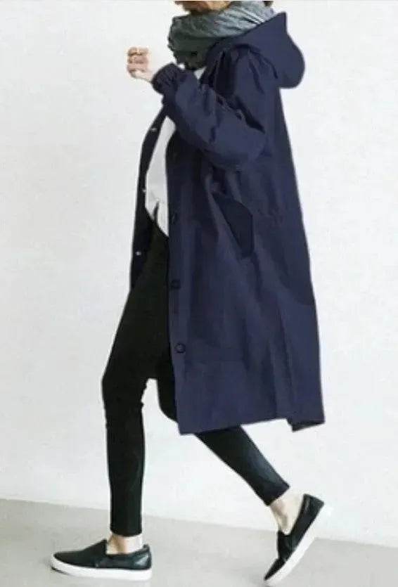 Women Casual Style Hoodie Windbreaker Mid-Length Long-Sleeved waist Jacket - EX-STOCK Canada