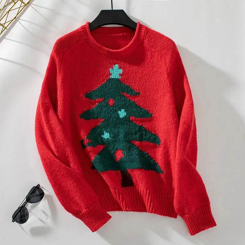 Christmas Tree Pullover Women's Round Neck Loose Sweater - EX-STOCK Canada