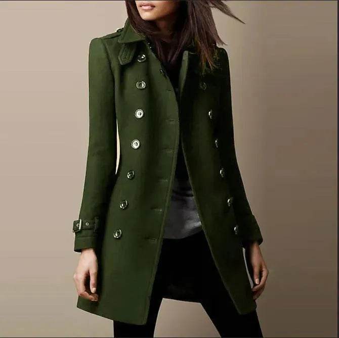 Ladies Spring Winter Long Jacket Wool Trench Coat Winter Workwear - EX-STOCK Canada