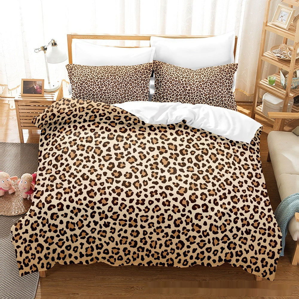 Printed Home Textile Animal Fur Grain Duvet Cover Pillowcase Three-piece Set EX-STOCK Canada