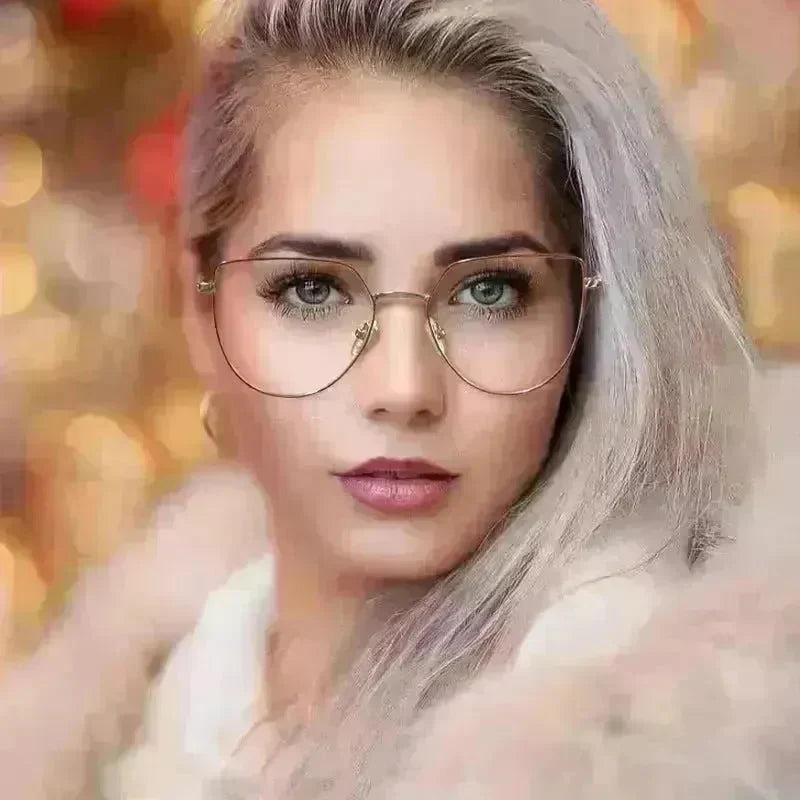Women's Plate Anti-Blue Light Glasses Fashion Metal Large Frame - EX-STOCK CANADA