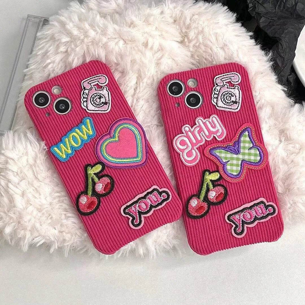 Embroidered Love Cherry Patch iphone Case women - EX-STOCK Canada