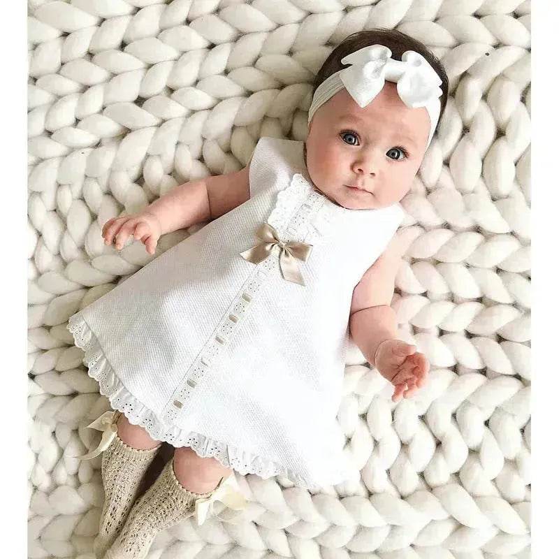 Girls baby sleeveless bow skirt Dress Christening Dress Baby girl Dress Baptism Gown - EX-STOCK Canada