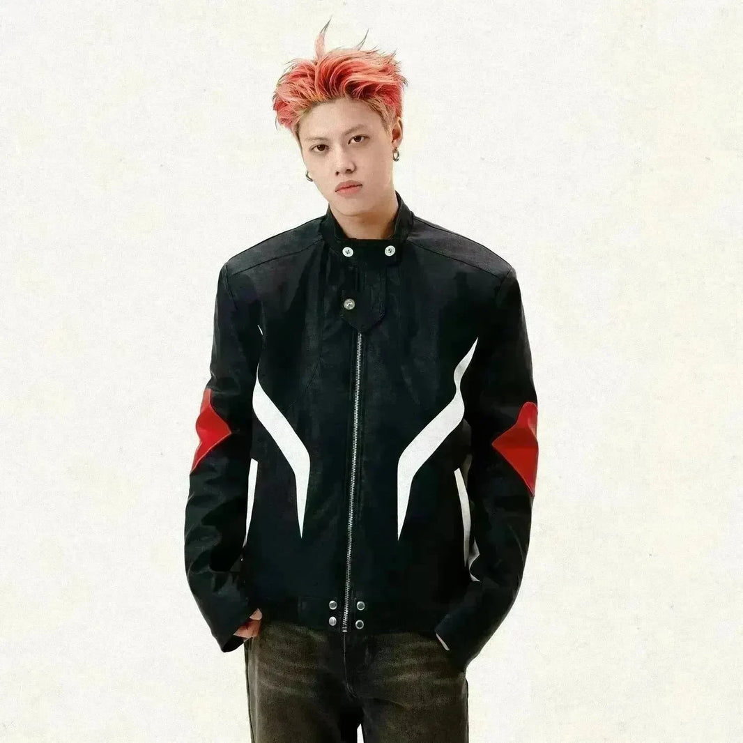 New Trendy Fashionable Zip up Leather Jacket men - EX-STOCK CANADA