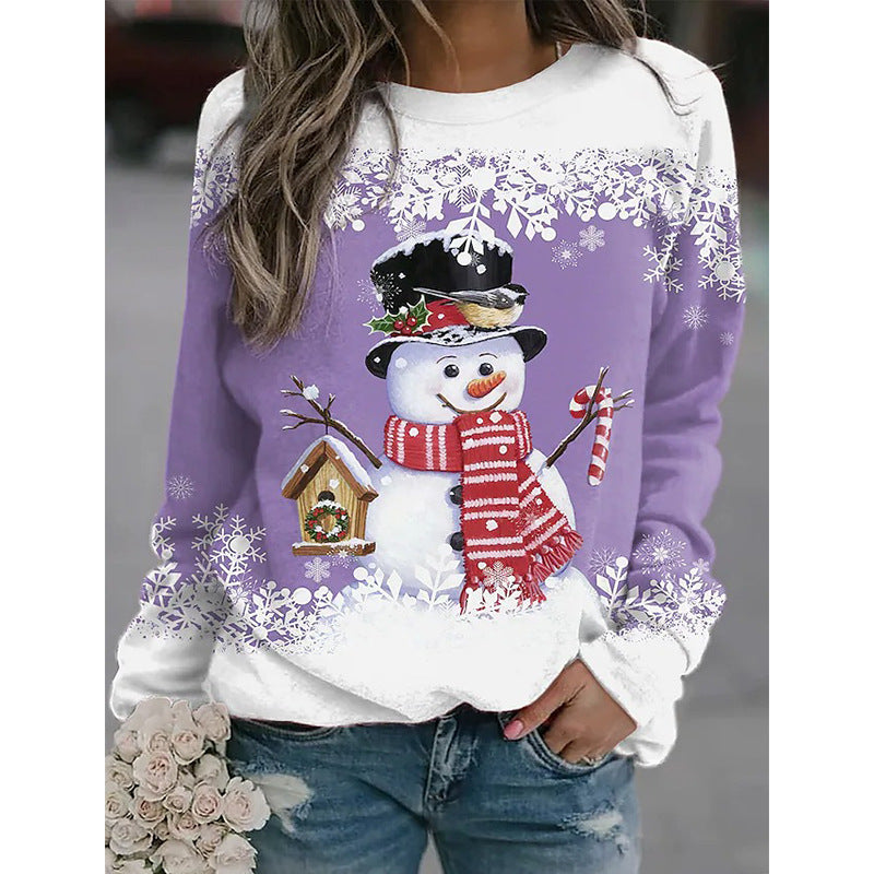 Snowman Printed Panel Loose Sweater EX-STOCK Canada