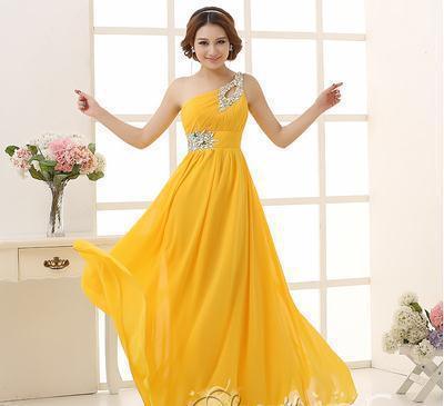 Evening dress one-shoulder dinner banquet long banquet EX-STOCK Canada