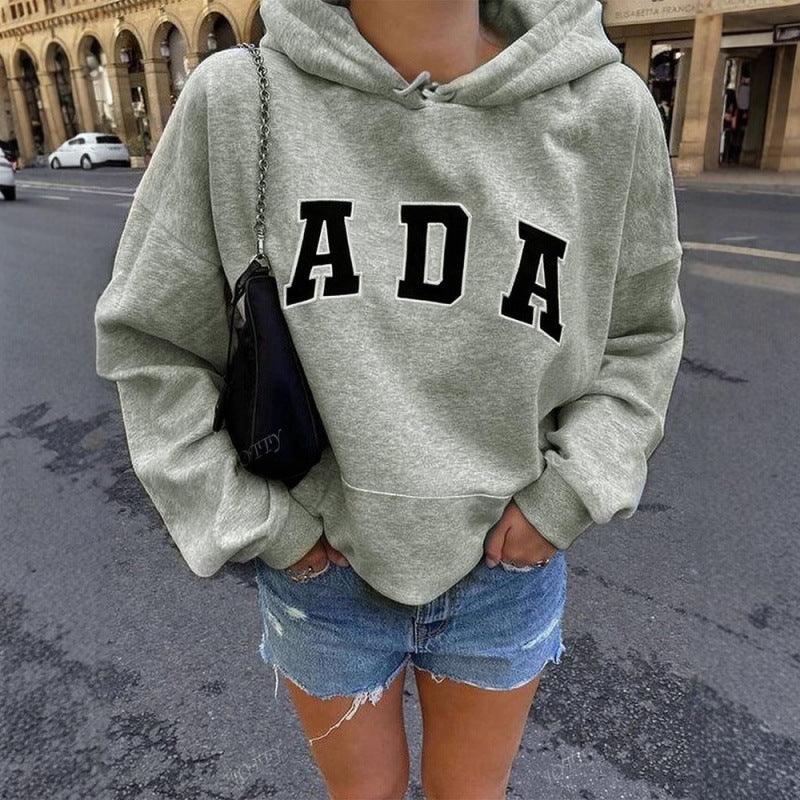Casual And Versatile Letter Loose Hoodie With Fleece Lining For Women EX-STOCK Canada