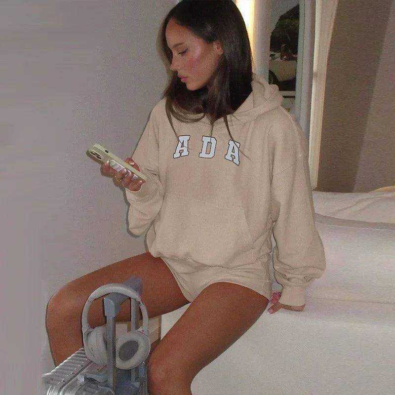 Casual And Versatile Letter Loose Hoodie With Fleece Lining For Women EX-STOCK Canada