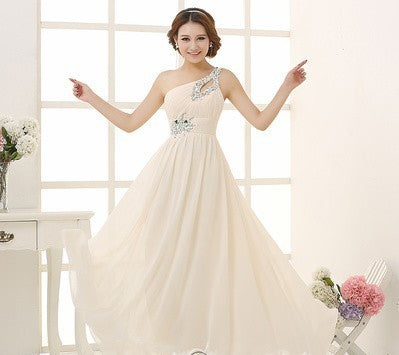 Evening dress one-shoulder dinner banquet long banquet EX-STOCK Canada