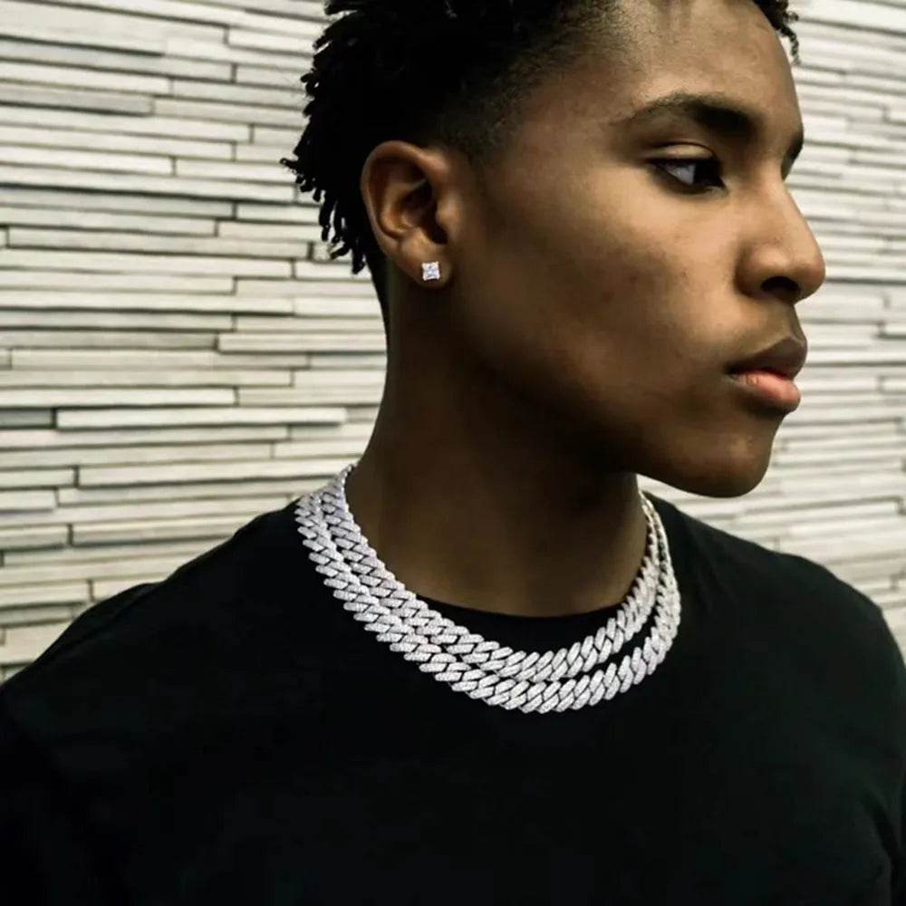 Box Buckle 14mm Bar Cuban Link Chain Bracelet and Necklace 2pcs - EX-STOCK Canada