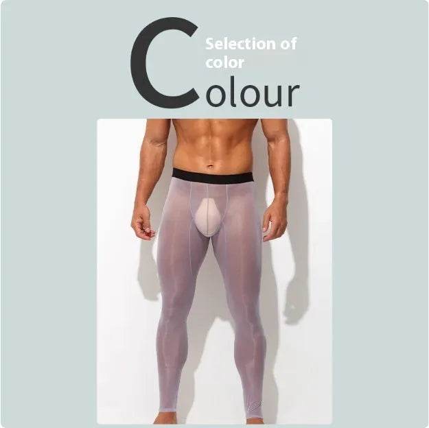 Men's Ultra thin Ice Silk Long John Skinny Flesh Nude Reflective Slim Leggings - EX-STOCK Canada