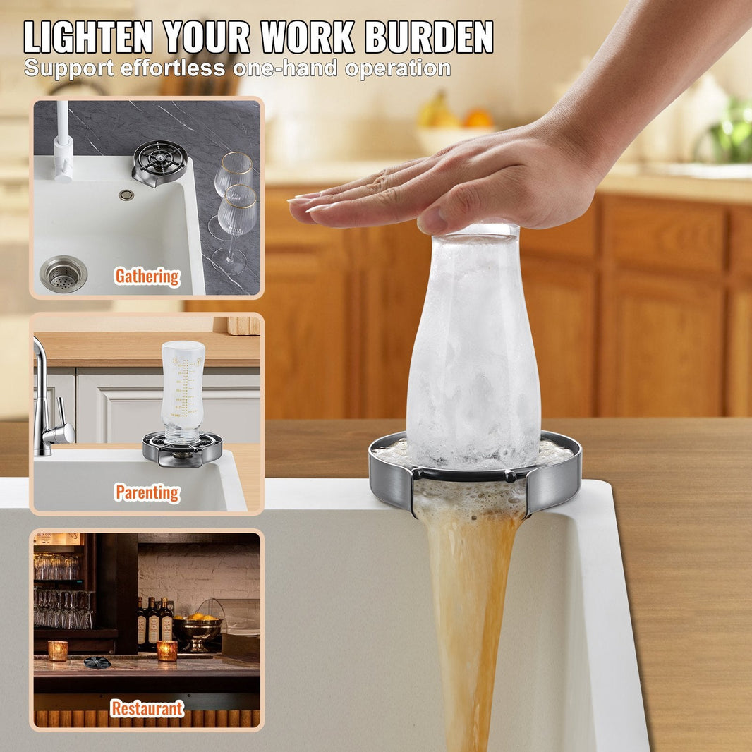 Glass Rinser, 10 Powerful Spraying Jets 360 Rotating Cup Rinser For Sink, 304 Stainless Steel Faucet Cup Washer With ABS Cup Holder For Baby Bottle, Glass Cup, Wine Glass EX-STOCK