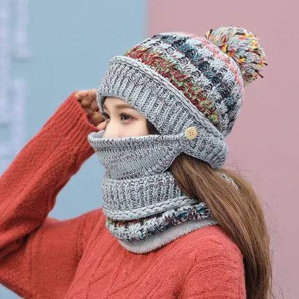 Fall Winter knitted Woolen Balaclava Beanie hat for women - EX-STOCK Canada