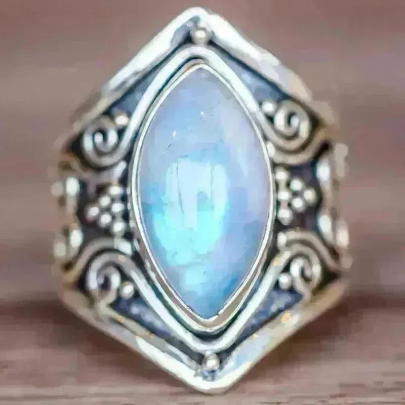 Fashion Antique silver vintage moonstone ring for men - EX-STOCK CANADA
