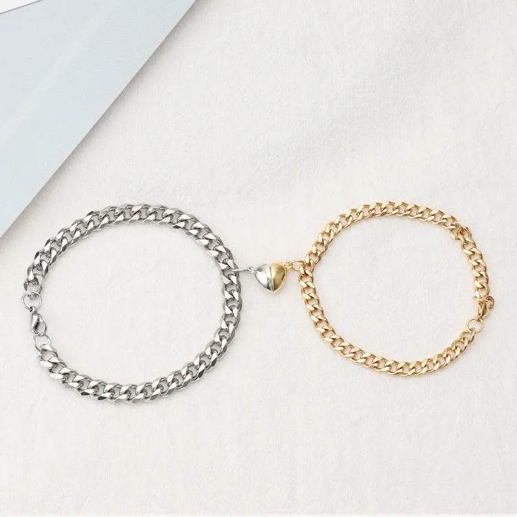 Magnetic Couple Bracelet Suit Cuban Link Chain - EX-STOCK Canada