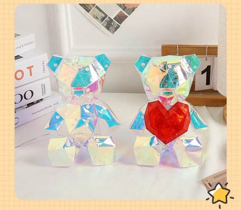 Laser Cross-border Colorful Bear Birthday Christmas Gift Diy Decoration Valentine's Day Gift Bear Night Light - EX-STOCK Canada