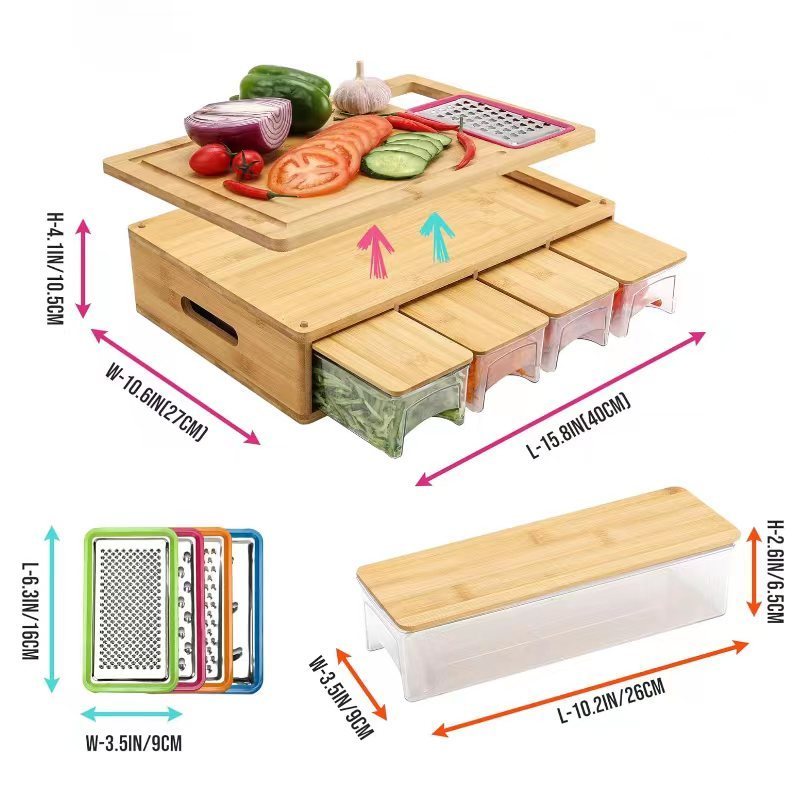 Bamboo Multi-functional Vegetable Cutting Board Cutting Board With Storage Box EX-STOCK Canada
