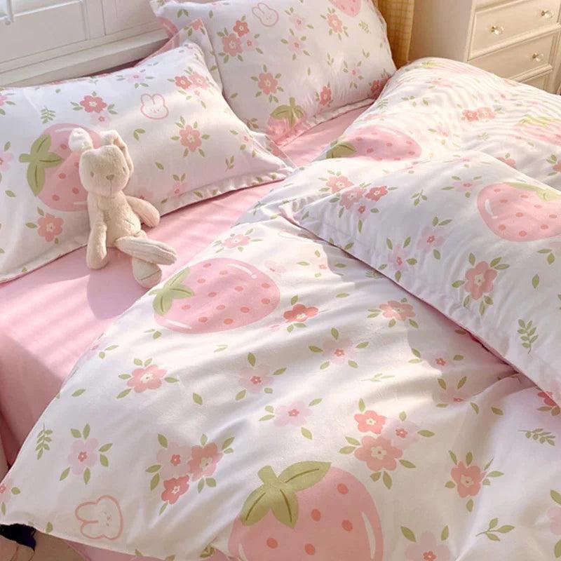 3 Piece Strawberry Duvet Cover Set Strawberry Print Bedding For Home Bedroom Decor Microfiber Quilt Cover Gifts Twin Full Queen King Size EX-STOCK Canada