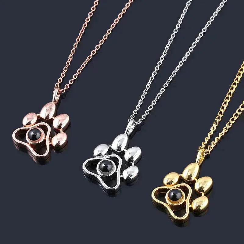 Cute Animal Dog Paw Personalized Custom Projection Necklace - EX-STOCK Canada