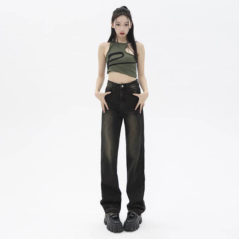 Low rise Distressed Oversized Street style Jean Pant women - EX-STOCK Canada