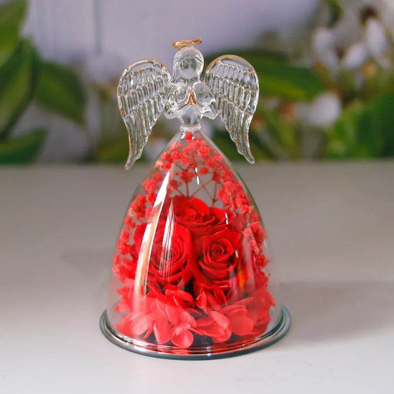 Eternal Flower Gift Box Angel Glass Cover Dried Rose Gift Box For Christmas New Year Valentine's Day Home Decor - EX-STOCK Canada