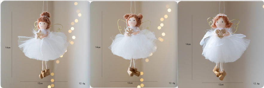 Christmas White Tulle Skirt Golden Wings Angel Girl Pendant EX-STOCK Canada