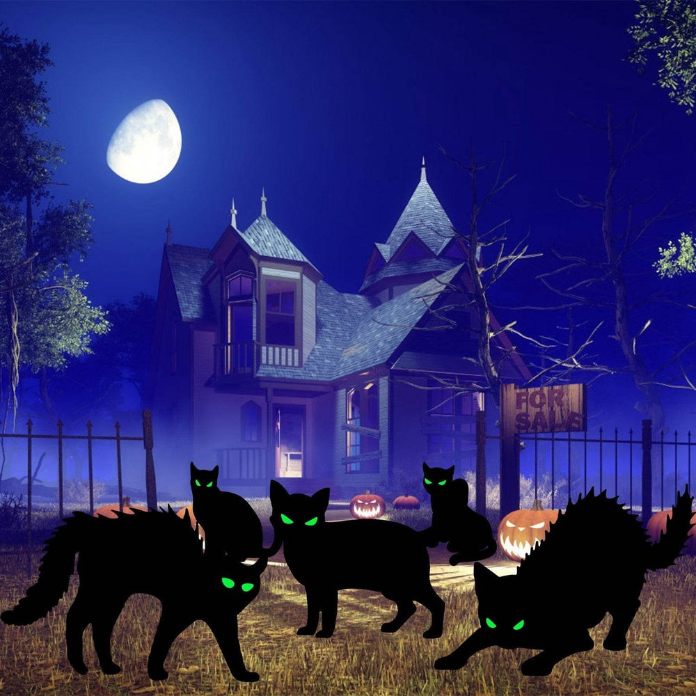 6Pcs Skull Or 6Pcs Tomb Or 5Pcs Black Cat Halloween Yard Sign Decorations Glow In The Dark For Haunted House Garden Yard And Scary Theme Party - EX-STOCK Canada