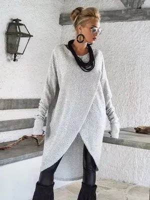 New Fashion Autumn Winter Front Split Sweater Tunic Top Women - EX-STOCK Canada