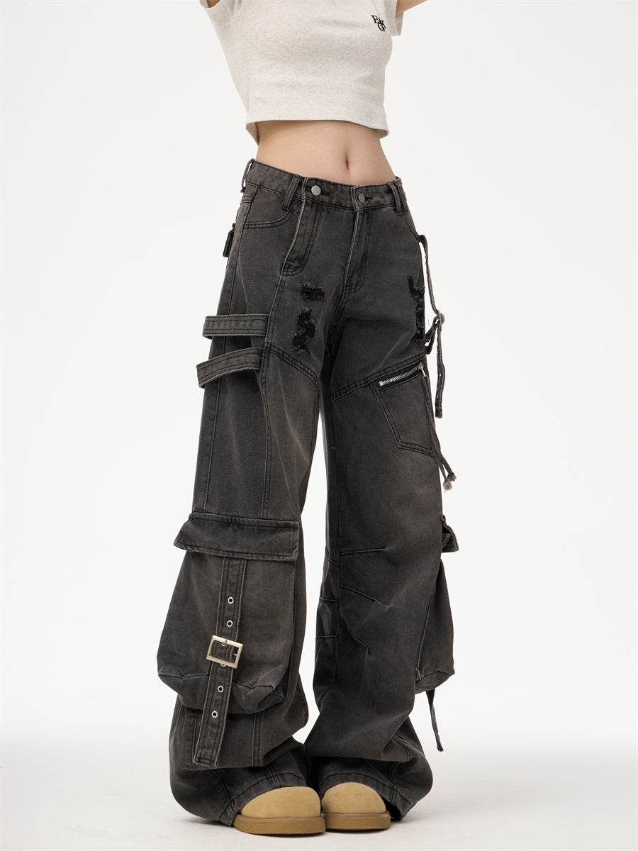 Distressed Washed Oversized Baggy Cargo Jeans Pant - EX-STOCK Canada