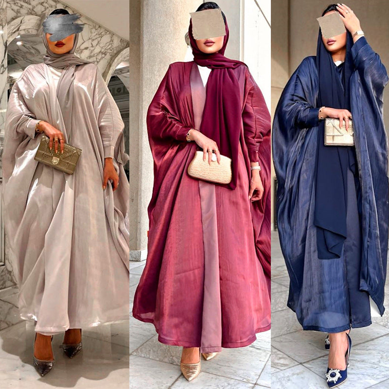 Muslim Bright Silk Satin Batwing Sleeve Robe - EX-STOCK Canada