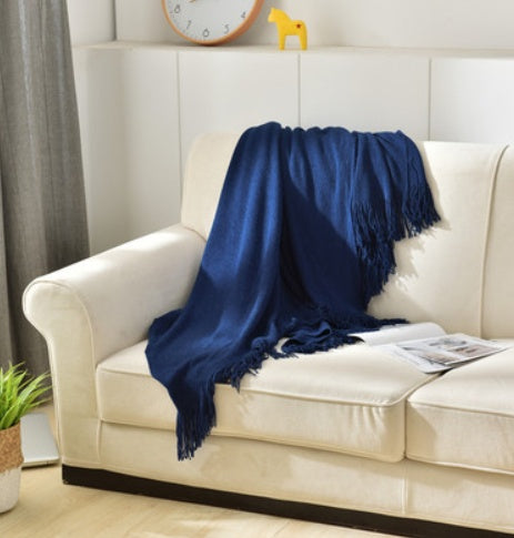 Fringed Knitted Small Blanket Napping Blanket Sofa Blanket EX-STOCK Canada