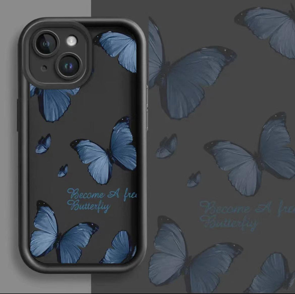 Blue Butterfly Printed Edging Drop-resistant Phone Case EX-STOCK Canada
