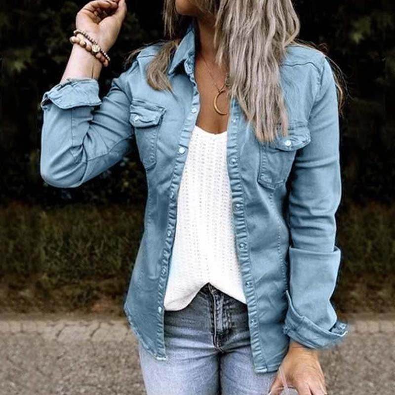 European and American mid-length fitted denim jacket top for women - EX-STOCK Canada
