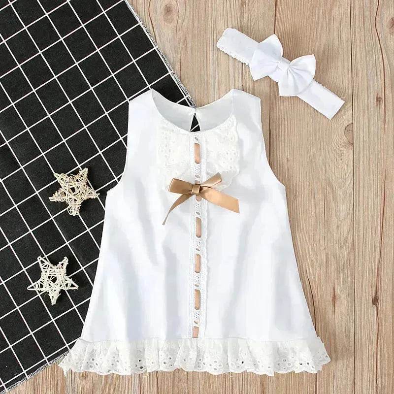 Girls baby sleeveless bow skirt Dress Christening Dress Baby girl Dress Baptism Gown - EX-STOCK Canada