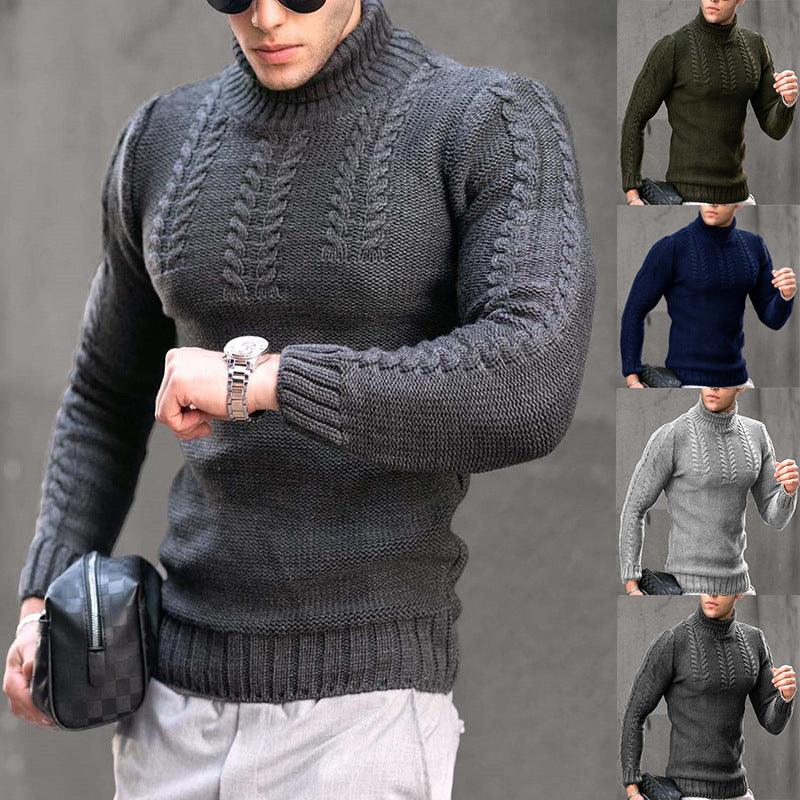 Pull ras-du-cou torsadé à manches longues pour hommes avec couvre-tête thermiqueEX-STOCK Canada
