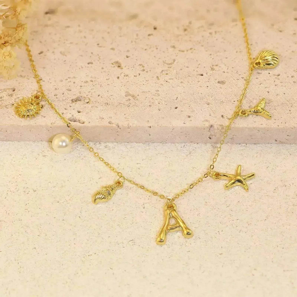 26 Bamboo Letter Necklace Starfish Shell Necklace for Women - EX-STOCK Canada