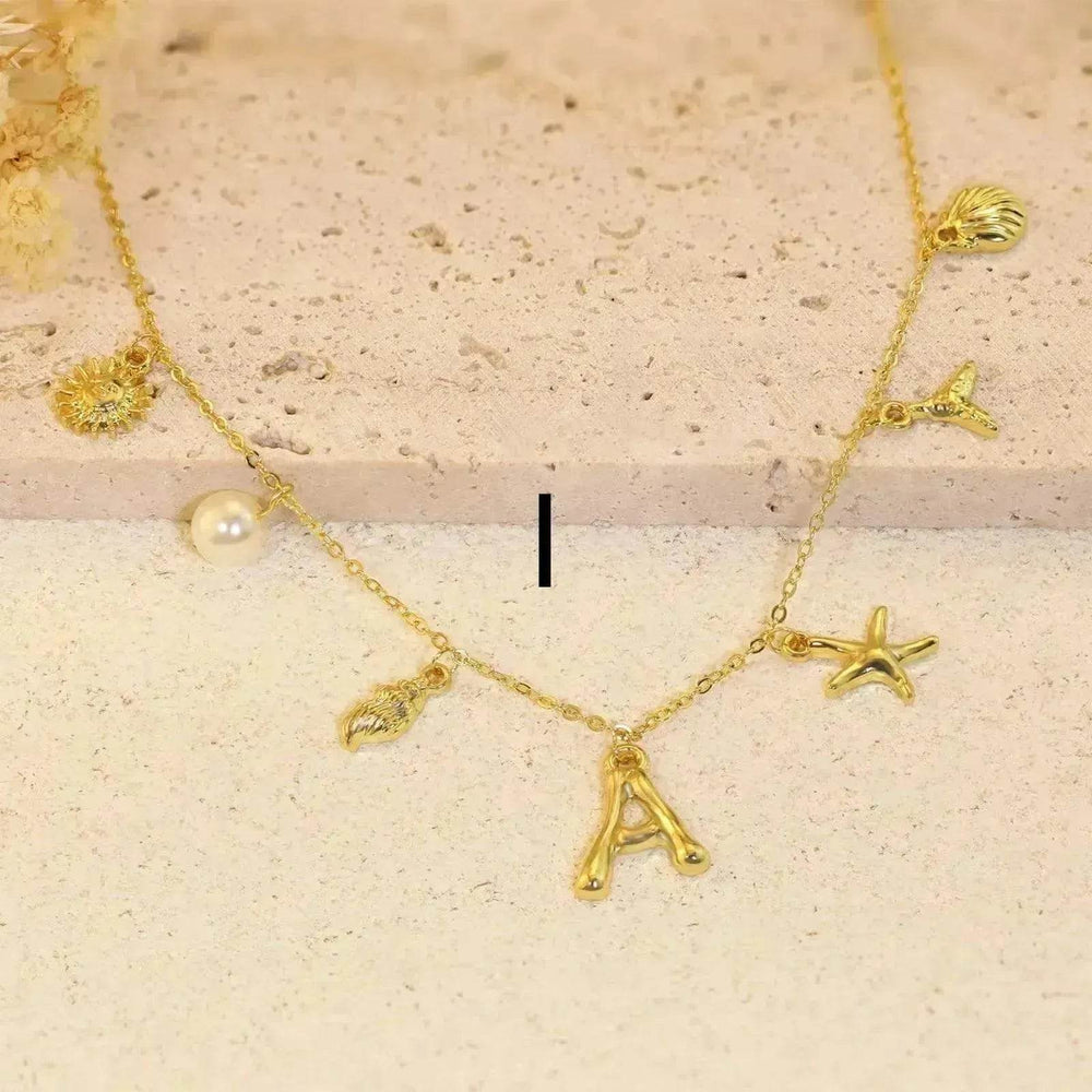 26 Bamboo Letter Necklace Starfish Shell Necklace for Women - EX-STOCK Canada