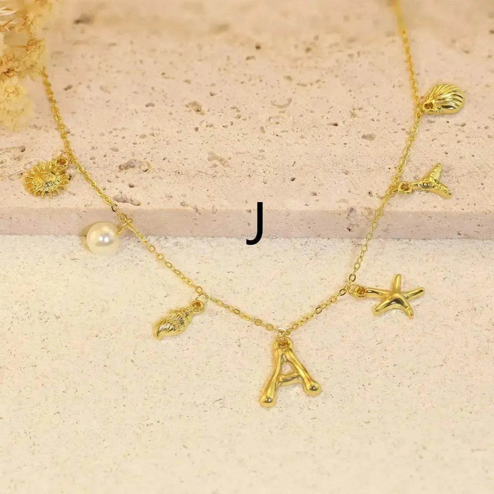 26 Bamboo Letter Necklace Starfish Shell Necklace for Women - EX-STOCK Canada