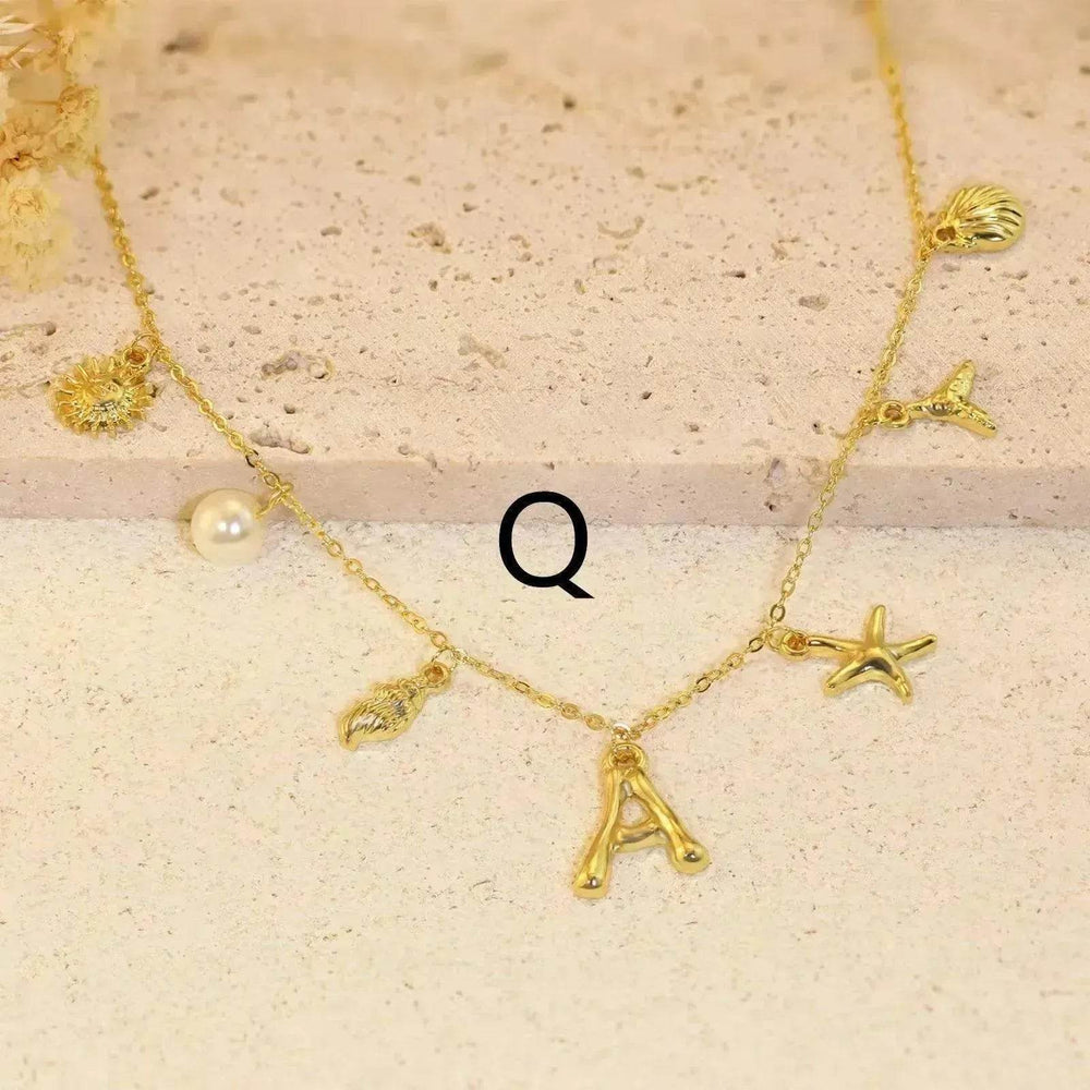 26 Bamboo Letter Necklace Starfish Shell Necklace for Women - EX-STOCK Canada