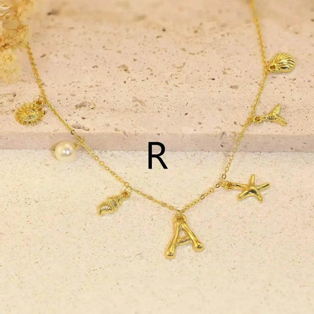 26 Bamboo Letter Necklace Starfish Shell Necklace for Women - EX-STOCK Canada