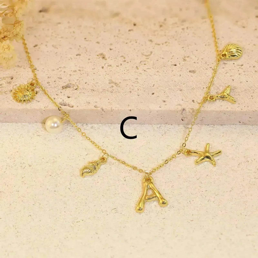 26 Bamboo Letter Necklace Starfish Shell Necklace for Women - EX-STOCK Canada