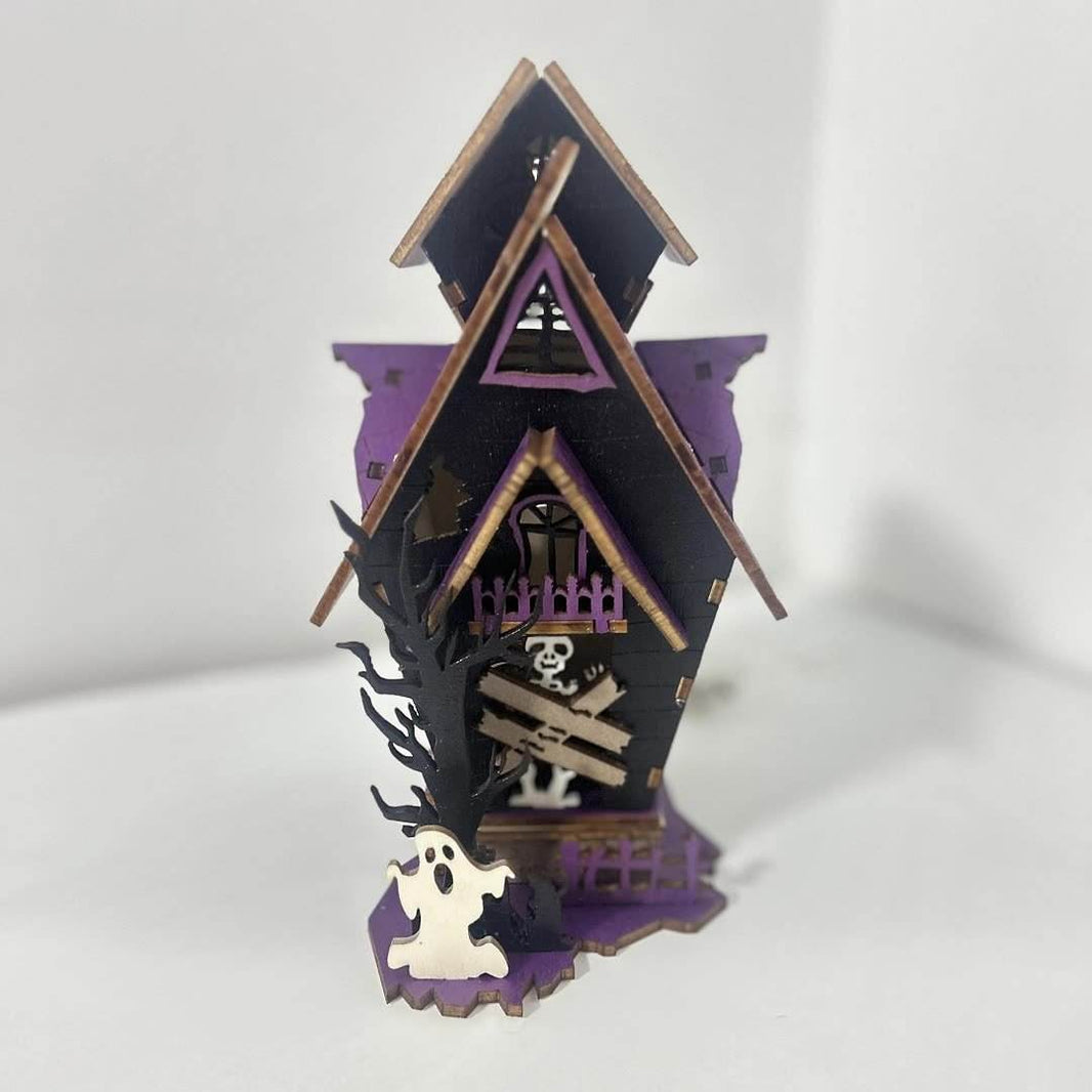 Halloween DIY Wooden Glowing Haunted House Table Decoration - EX-STOCK Canada