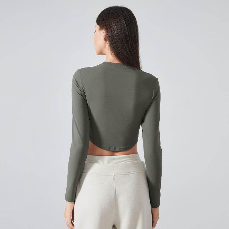 Women Slim Fit Long Sleeve Crop top Workout Sports Gym top - EX-STOCK Canada