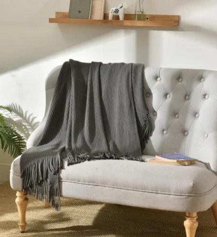 Fringed Knitted Small Blanket Napping Blanket Sofa Blanket EX-STOCK Canada