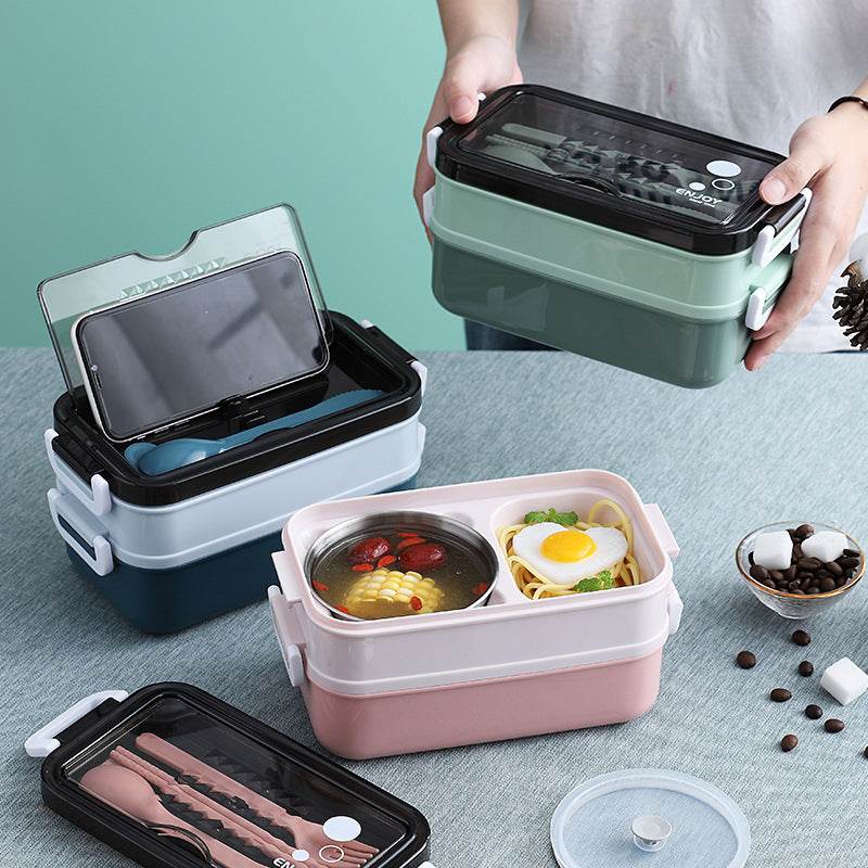 Insulated Stainless Steel Double-Layer Lunch Box for Work & School - EX-STOCK Canada