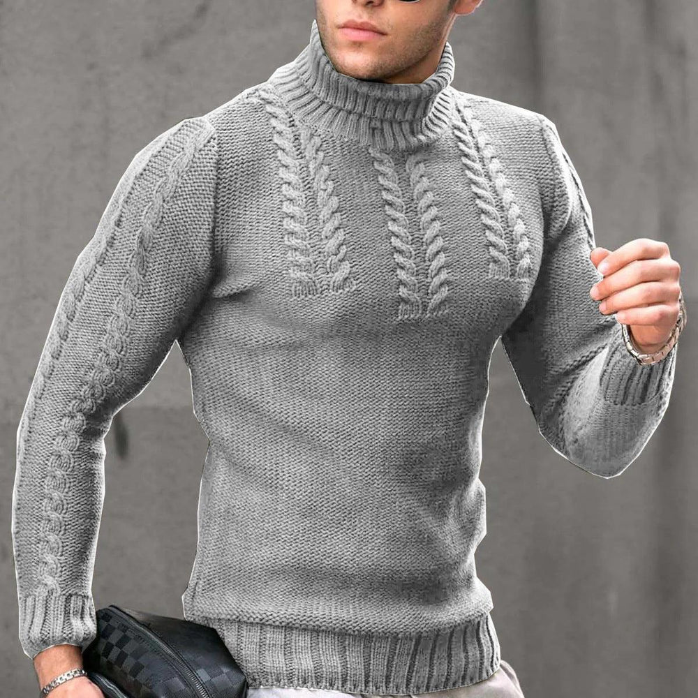Pull ras-du-cou torsadé à manches longues pour hommes avec couvre-tête thermiqueEX-STOCK Canada